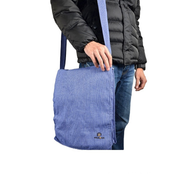 blue color long strap shoulder bag for man